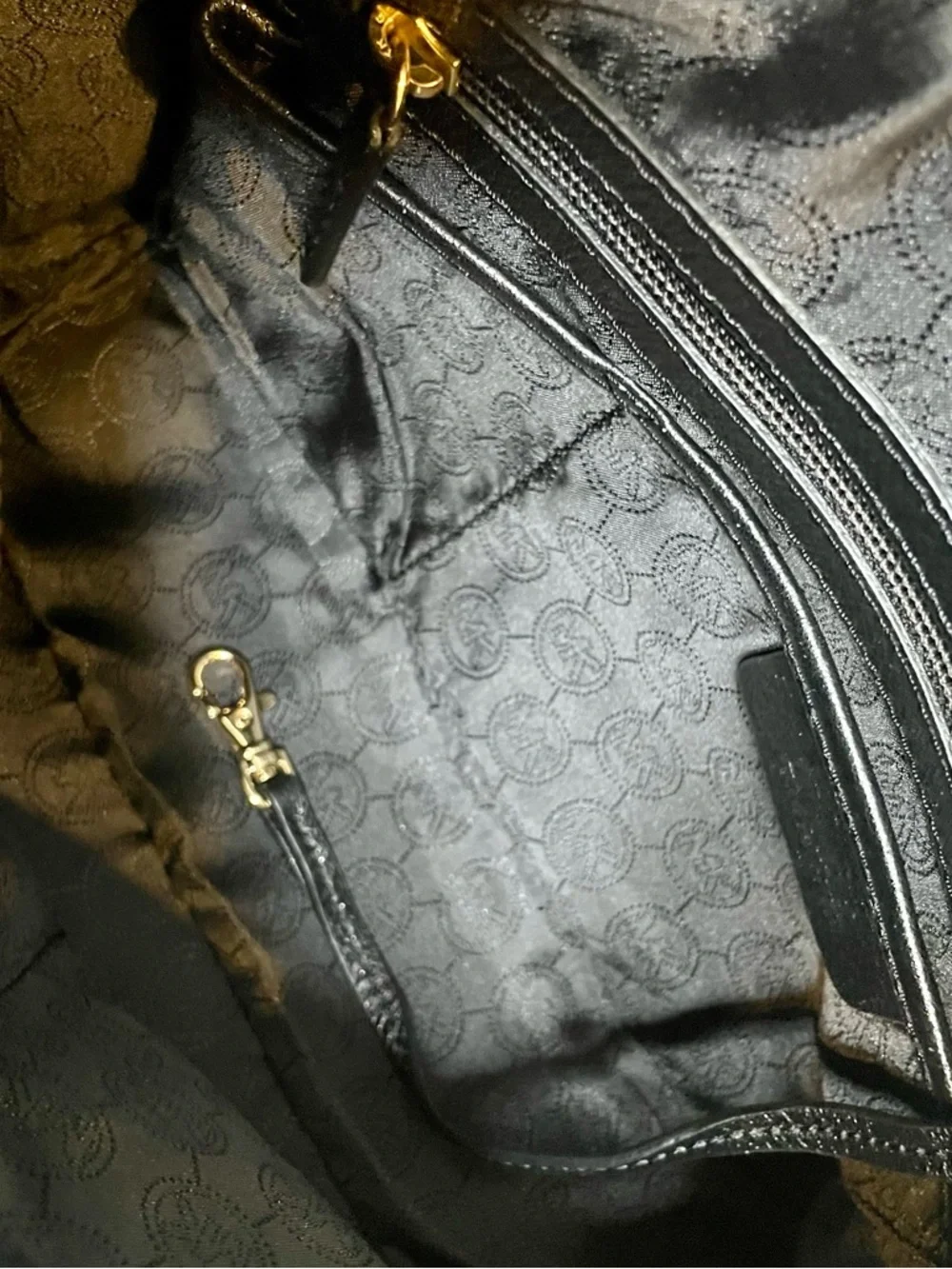 Michael Kors Black Sequin Grayson Satchel Leather Handles & Base Gold Hangtag